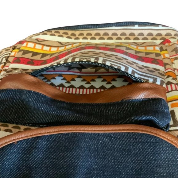 Chic. Fashion Boho Mini Backback Drawstring Snap Zipper Pocket (OSFM)(Multi) - Picture 6 of 9